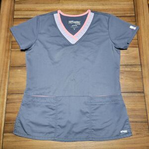 Grey's Anatomy Active Fitted Dark Grey Scrub Top - Size Medium